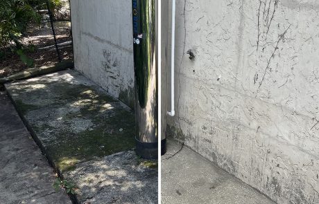 House wall before and after cleaning