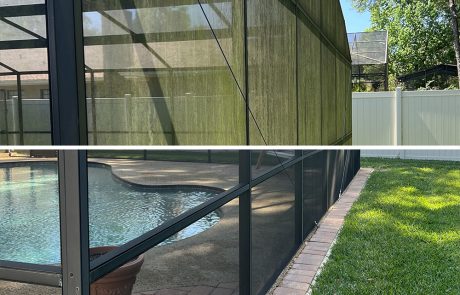 pool deck enclosure before and after cleaning