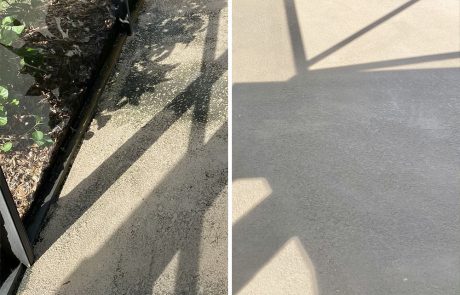 pool deck surface before and after cleaning