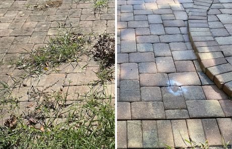 Bricks before and after cleaning