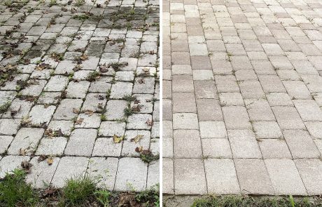 brick porch before and after cleaning