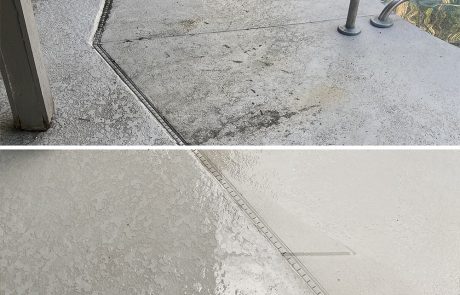concrete surface before and after cleaning