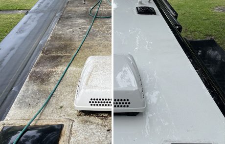 Roof of camper - almost like new after cleaning