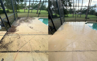 Pool Deck before and after pressure washing